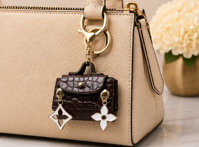 Cocoa Avenue Brown Mini Satchel Keychain &amp; Purse Charm with Gold-Tone Accents