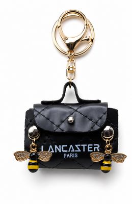 Midnight Honeybee Black Quilted Mini Handbag Keychain &amp; Purse Charm