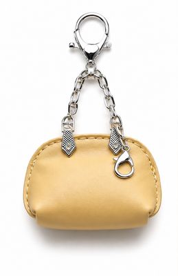Golden Dune Mini Handbag Keychain &amp; Purse Charm with Silver-Tone Chain