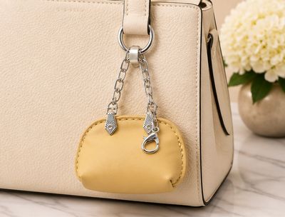 Golden Dune Mini Handbag Keychain &amp; Purse Charm with Silver-Tone Chain