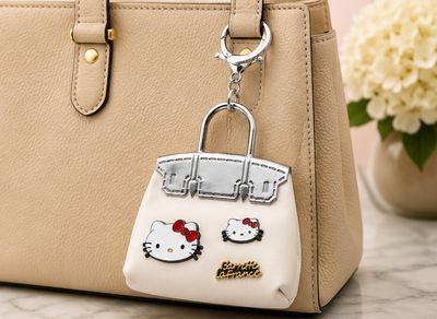 Ivory Paris Kitty Mini Handbag Keychain &amp; Purse Charm with Silver-Tone Accents