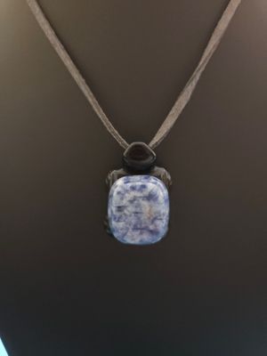 Turtle Sodalite and Black Obsidian Necklace