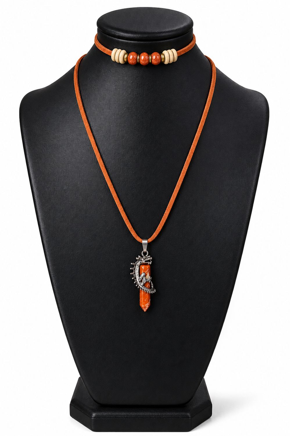 Dragon and Red Jasper gemstone necklace with matching bracelet
