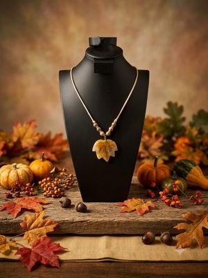 Yellow Jade Carved Leaf Necklace