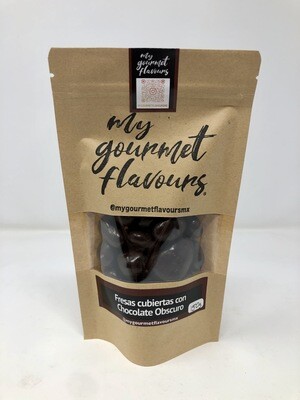 Fresas deshidratadas cubiertas de chocolate obscuro. 150g.