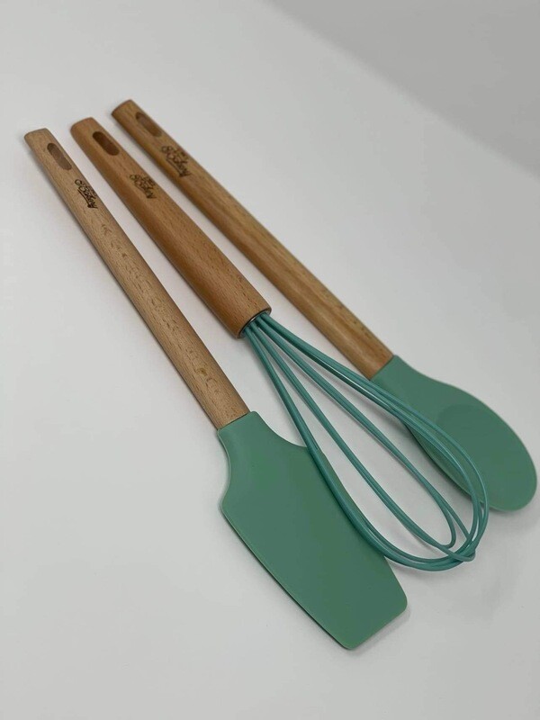 3 PC TEAL UTENSIL SET