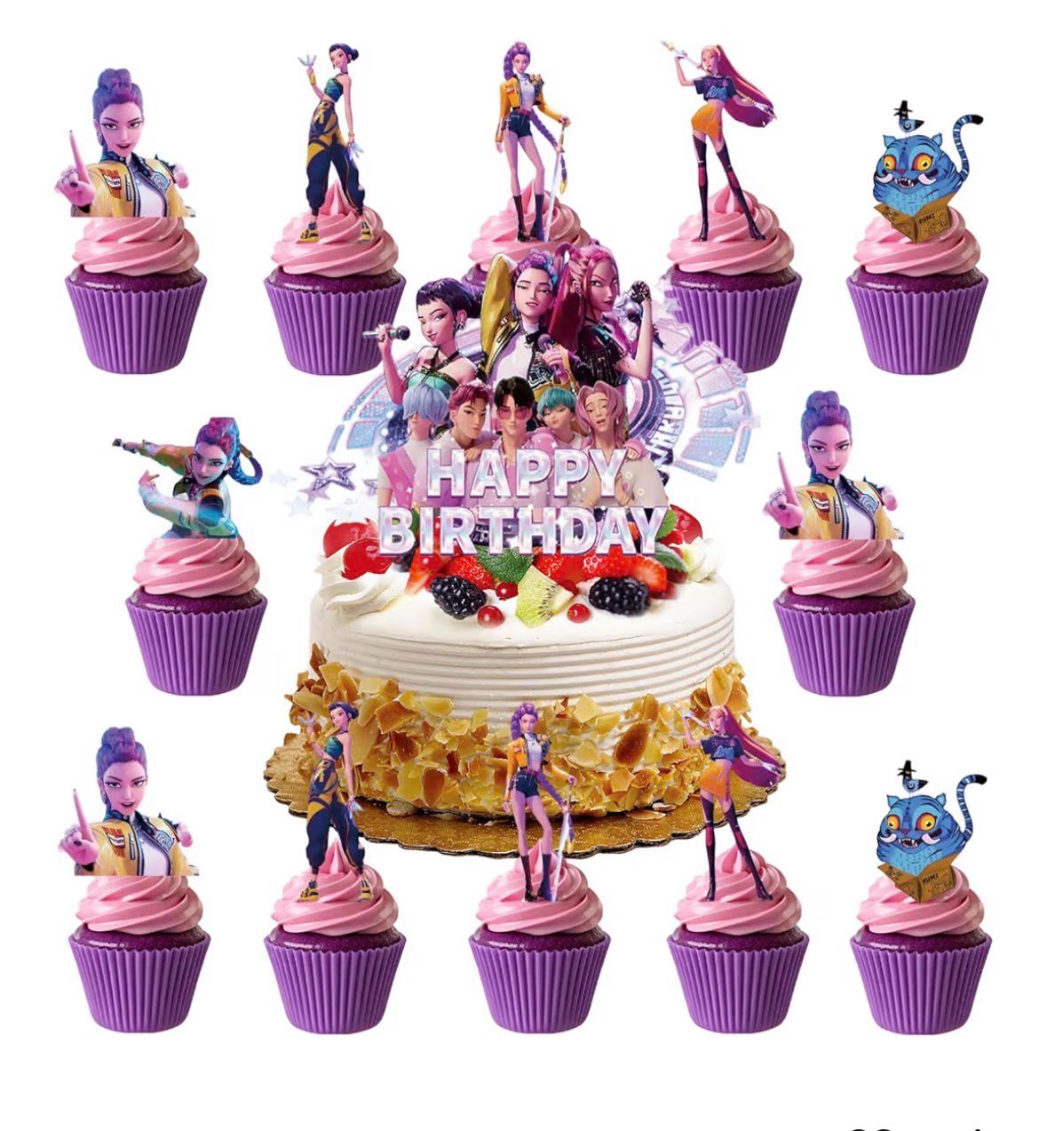 K Pop Demon Hunter 1/4 Sheet Cake w/custom designed edible image &amp; decor
