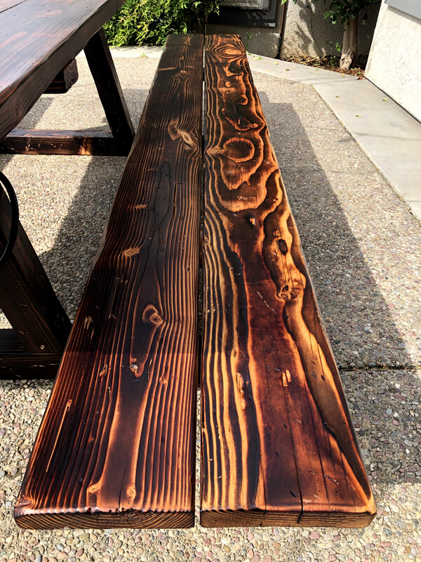 Shou Sugi Ban Redwood Outdoor Bench by Feast