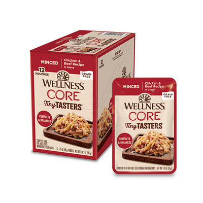 Wellness Core Tiny Tasters Single Serve Minced Chicken & Beef 1.75 Oz