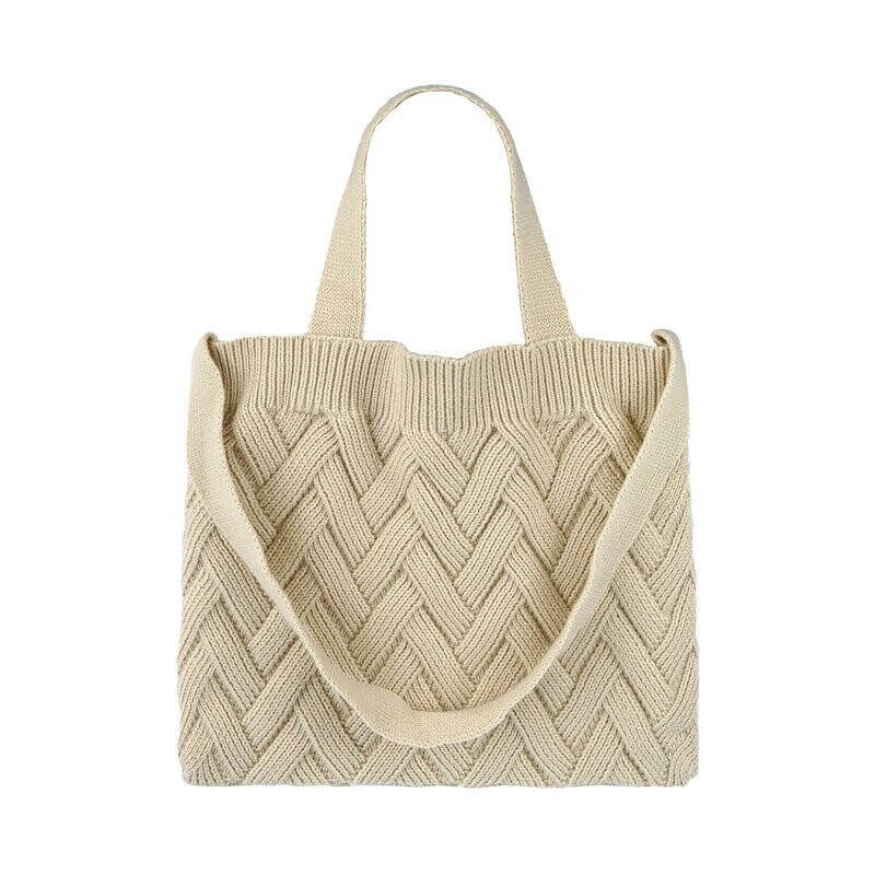 Gevlochten schoudertas-Beige