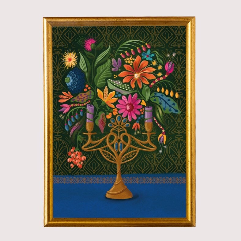 POSTER BLOEMENKANDELAAR groen