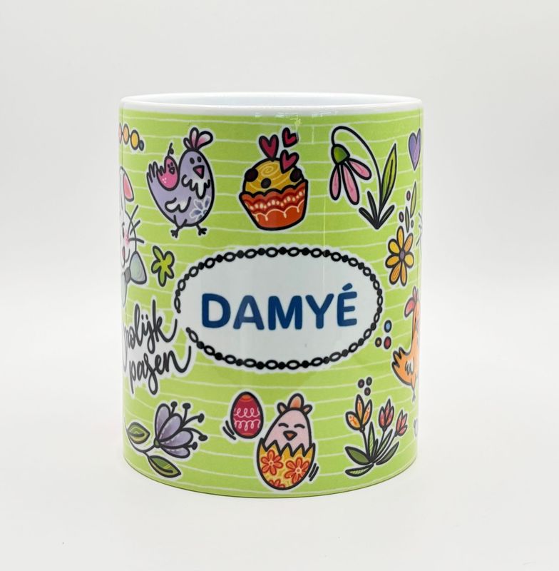 Paasdoodle mok met naam groen