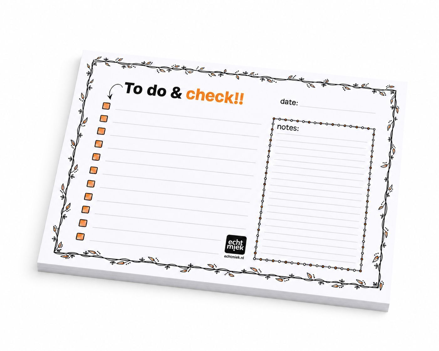 To do checklist notitieblok met ruimte voor taken en notities | EchtMiek