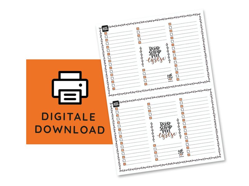 Digitaal boodschappenlijstje A4 als printbare PDF download – EchtMiek