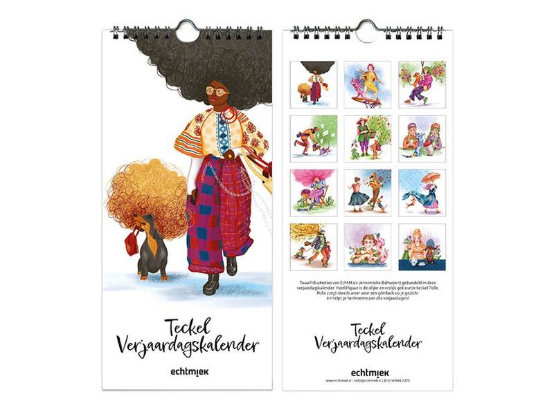 Teckel verjaardagskalender met illustraties