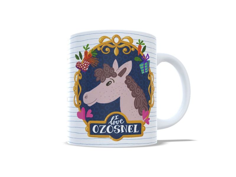 Witte Sinterklaasmok I love Ozosnel met vrolijke paardenillustratie | EchtMiek