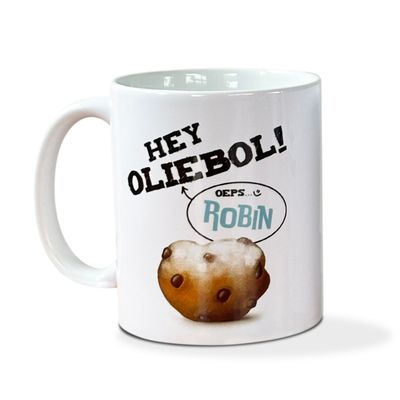 Hey Oliebol mok met naam – grappig nieuwjaarscadeau Hey Oliebol mok met naam – grappig nieuwjaarscadeau