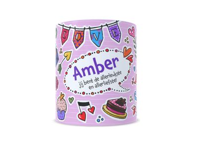 Love Doodles mok met naam Gepersonaliseerde Love Doodles mok met naam en kleurrijke hartjes – EchtMiek