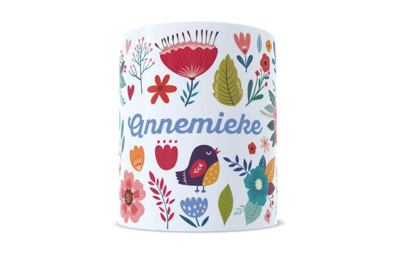 Folk Art mok met naam Kleurrijke Folk Art mok met naam voorzijde | EchtMiek