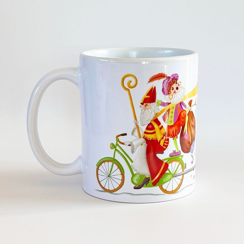 Sinterklaas mok met fietskar – persoonlijk cadeau Sinterklaas mok met fietskar – persoonlijk cadeau