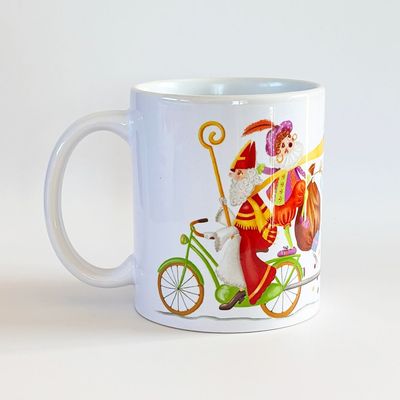 Sinterklaas mok met fietskar – persoonlijk cadeau Sinterklaas mok met fietskar – persoonlijk cadeau