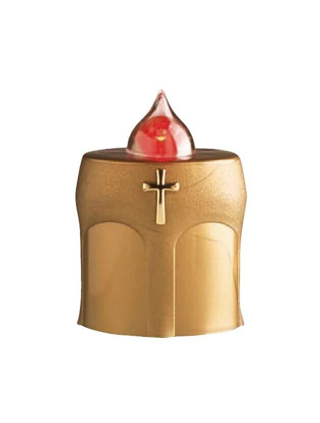 Gold electronic candle with cross