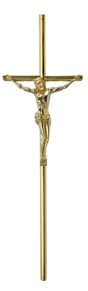 Cross for coffin in brass with half-round section 15 mm​ with Christ