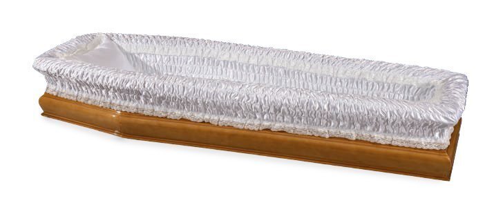 Satin sack coffin interior with lace white "Lara" model