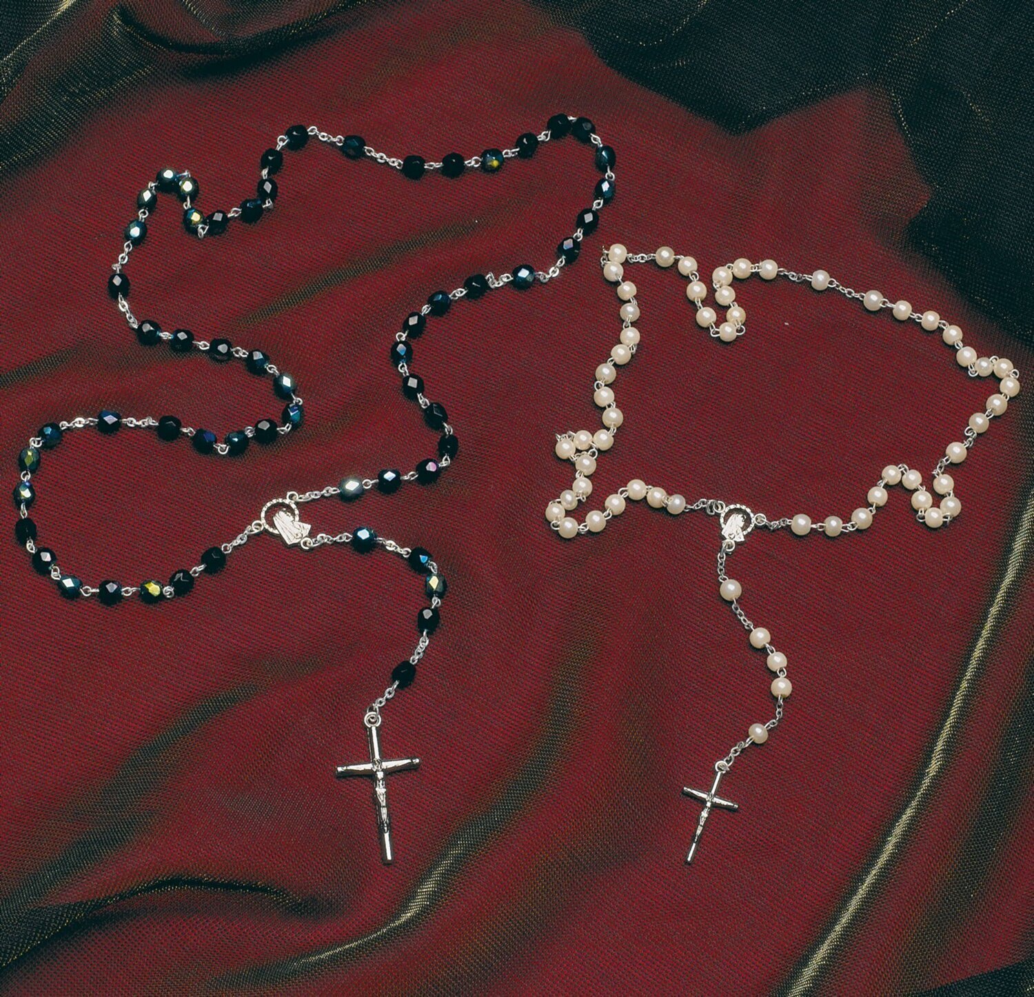 Scarab glass rosaries with silver details