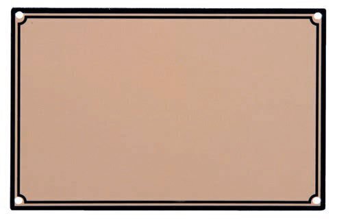 Rectangular flat aluminium plate with copper background and black border