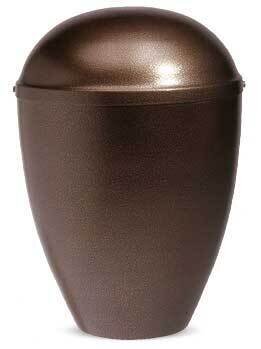 Bronze cinerary urn in painted steel with curved lid
