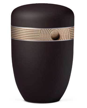 Black cinerary urn in painted steel