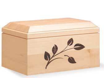 Italian line cinerary urn natural finishing with inlay leaf