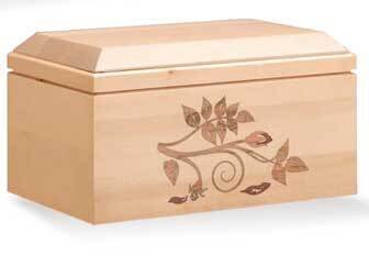 Italian line cinerary urn natural finishing with inlay rose