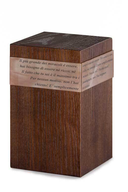 Venice/Oak cinerary urn with dedication