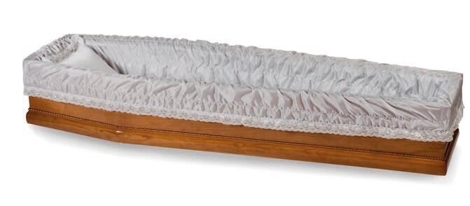 Taffetas sack coffin interior with lace grey "Irene" model
