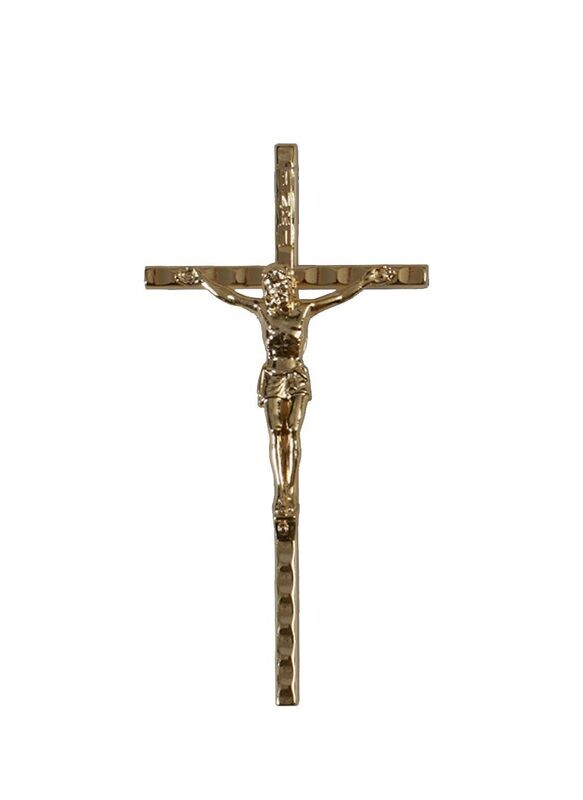 Cross with Christ polish brass finishing