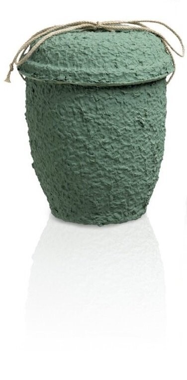 Green cinerary urn for ash dispersion