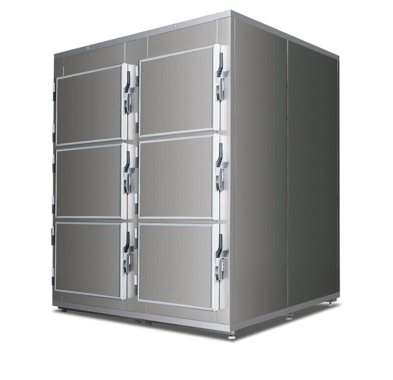 Cold chamber for six bodies, vertical - 6 doors with front opening