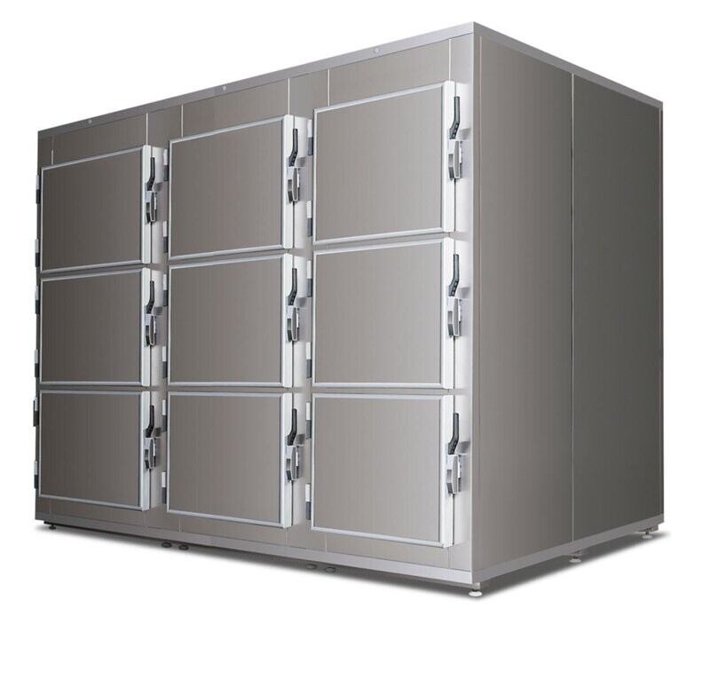 Cold chamber for nine bodies - 9 doors with front opening