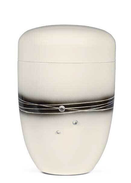 White Swarovski line cinerary urn