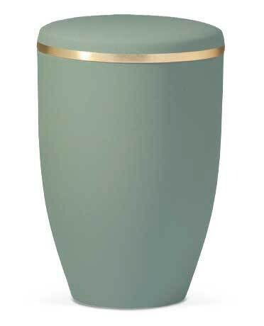 Green cinerary urn in painted steel