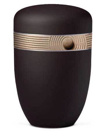 Black cinerary urn in painted steel