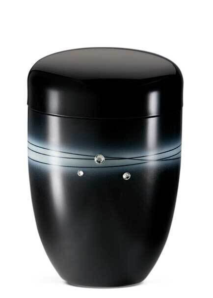 Black Swarovski line cinerary urn