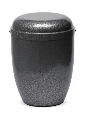 Grey painted steel cinerary urn