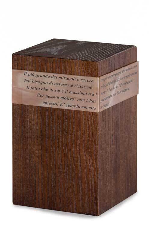Venice/Oak cinerary urn with dedication