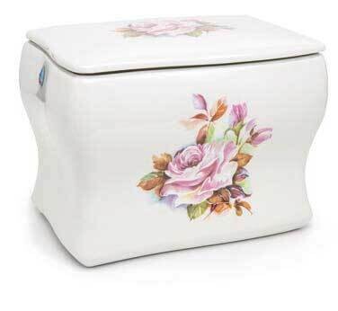 Porcelain line cinerary urn with pink rose design