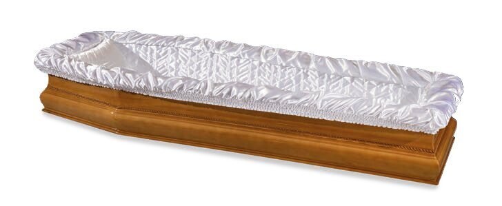 Paperboard coffin interior in embroidered satin white "Clizia" model