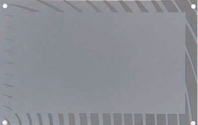 Flat aluminium rectangular plate with painted silver background and polish silver striped border