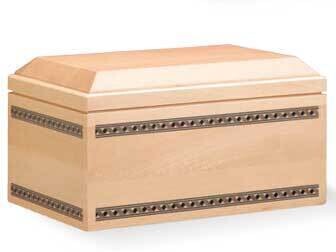 Italian line cinerary urn natural finishing with Greek inlay